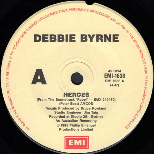 Debbie Byrne* : Heroes (7", Single)