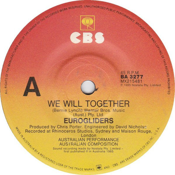 Eurogliders : We Will Together (7", Single)
