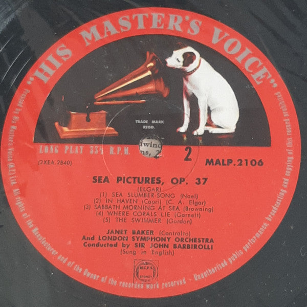 Elgar*, Jacqueline du Pré, Sir John Barbirolli, London Symphony Orchestra, Janet Baker : Cello Concerto / Sea Pictures (LP, Mono)