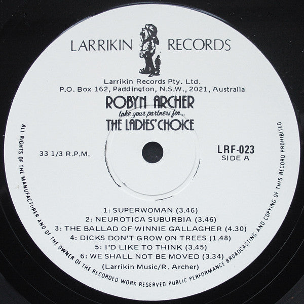 Robyn Archer : Take Your Partners For... The Ladies Choice (LP, Album, Whi)