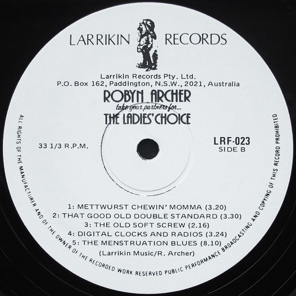 Robyn Archer : Take Your Partners For... The Ladies Choice (LP, Album, Whi)