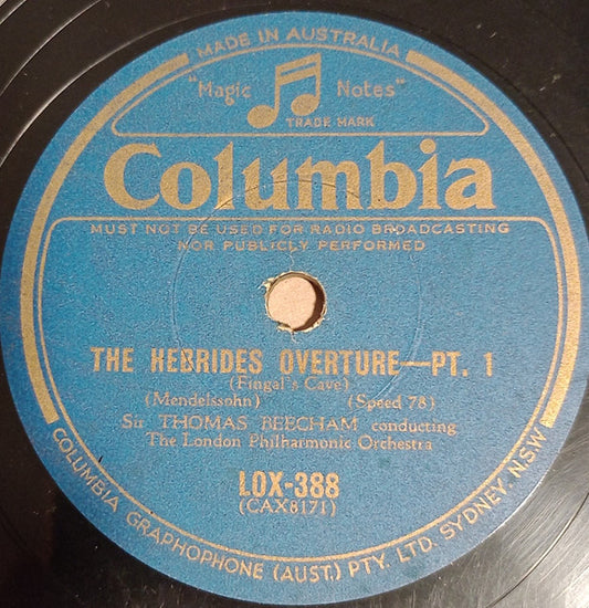 Sir Thomas Beecham Conducting The London Philharmonic Orchestra : The Hebrides Overture (Fingal's Cave) (Shellac, 12")