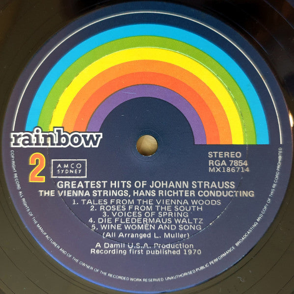 Hans Richter (10) Conducting The Vienna Strings* : Greatest Hits Of Johann Strauss (LP, RE)