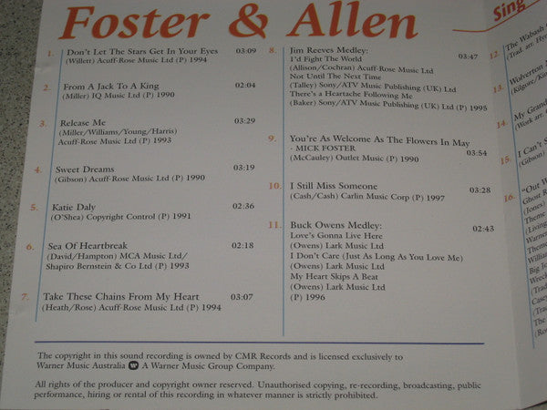 Foster & Allen : Sing Country (CD, Comp)