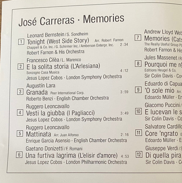 Carreras* : Memories (CD, Comp)