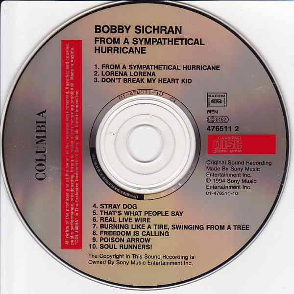 Bobby Sichran : From A Sympathetical Hurricane (CD, Album)