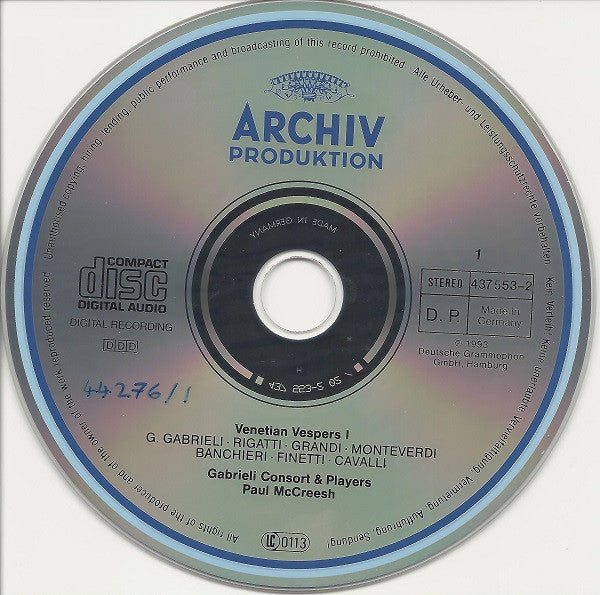 Monteverdi* / Rigatti* / Grandi* / Cavalli* - Gabrieli Consort & Players*, Paul McCreesh : Venetian Vespers (2xCD, Album)