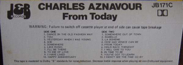 Charles Aznavour : From Today (Cass, Comp)