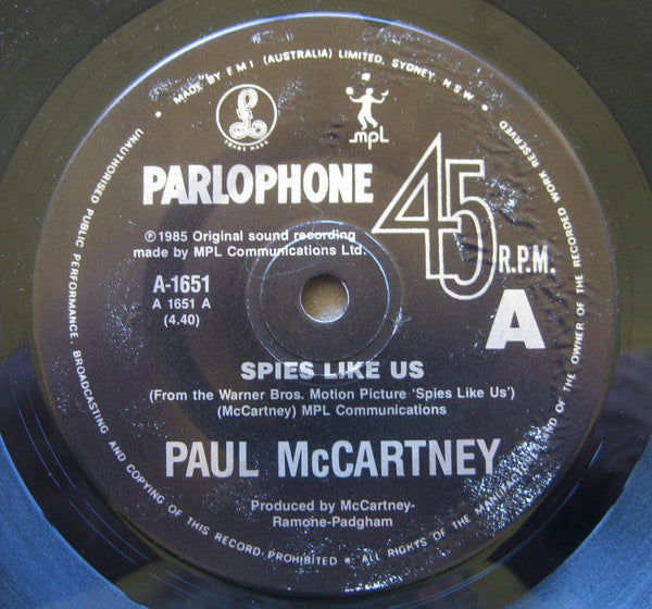 Paul McCartney : Spies Like Us (7", Single)