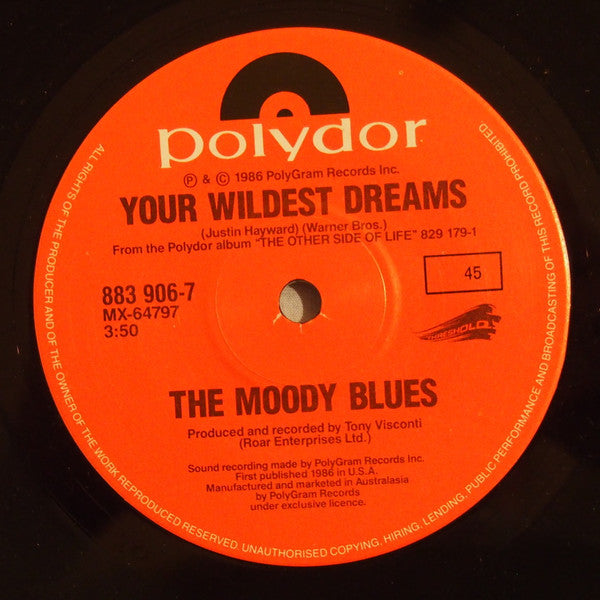 The Moody Blues : Your Wildest Dreams (7", Single)
