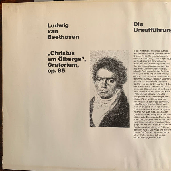 Ludwig van Beethoven, Cristina Deutekom, Nicolai Gedda, Hans Sotin, Chor Des Theaters Der Stadt Bonn, Philharmonischer Chor Der Stadt Bonn, Orchester Der Beethovenhalle Bonn, Volker Wangenheim : Christus Am Ölberge Oratorium Für Drei Solostimmen Chor Und Orchester (LP, Album)