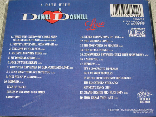Daniel O'Donnell : A Date With Daniel O’Donnell (Live) (CD, Album)