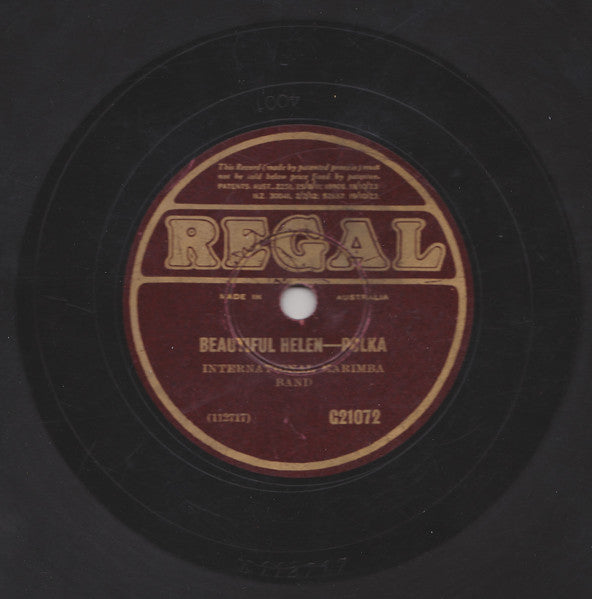 International Marimba Band : Beautiful Helen - Polka / Rye Whiskey - Polka (Shellac, 10")