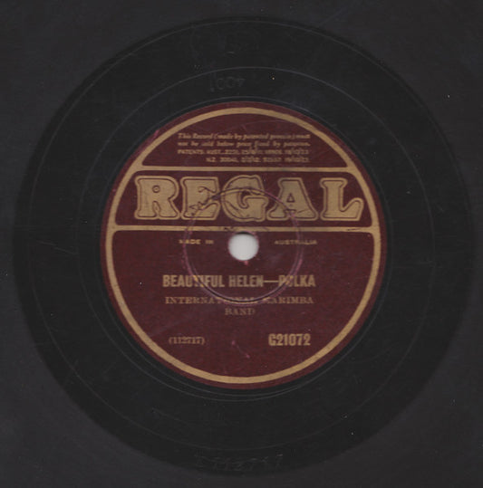 International Marimba Band : Beautiful Helen - Polka / Rye Whiskey - Polka (Shellac, 10")