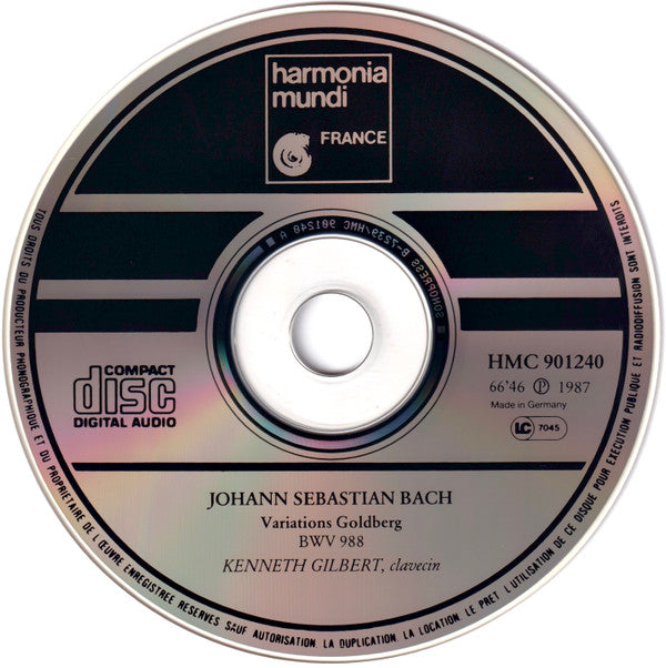 J.S. Bach* - Kenneth Gilbert : Variations Goldberg (CD, RP)