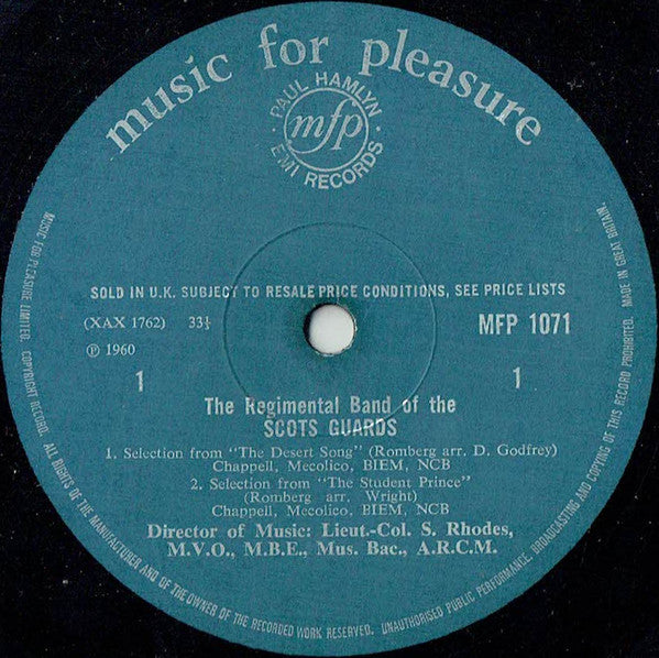 The Regimental Band Of The Scots Guards : Songs From The Shows: The Desert Song, The Student Prince, The Vagabond King, Show Boat, Rose Marie (LP, Mono, Blu)