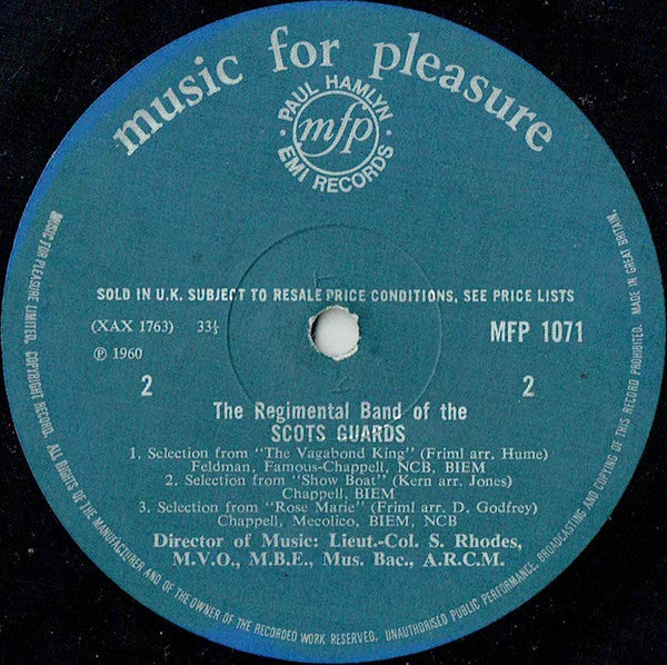 The Regimental Band Of The Scots Guards : Songs From The Shows: The Desert Song, The Student Prince, The Vagabond King, Show Boat, Rose Marie (LP, Mono, Blu)