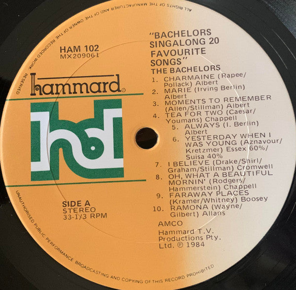 The Bachelors : Bachelor Singalong 20 Favourite Hits (LP, Album)