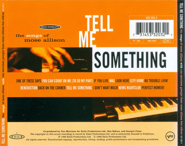 Buy Van Morrison, Georgie Fame, Mose Allison, Ben Sidran : Tell Me