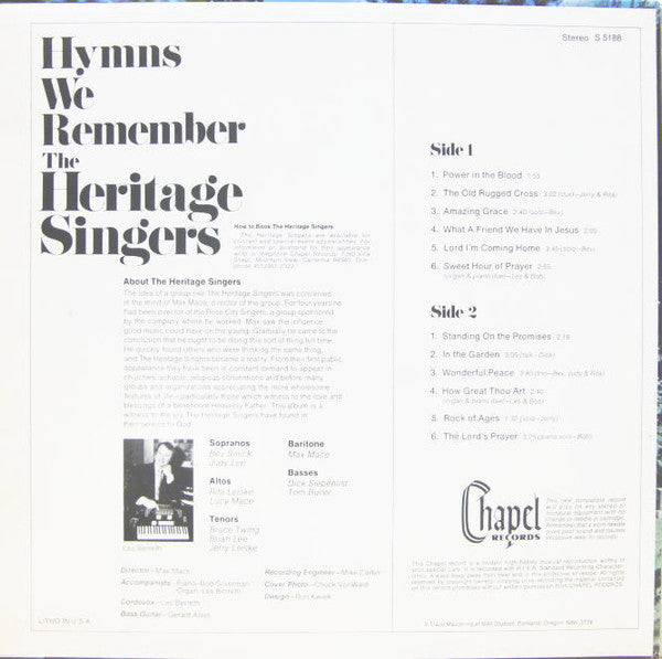Heritage Singers USA : Hymns We Remember (LP, Album)