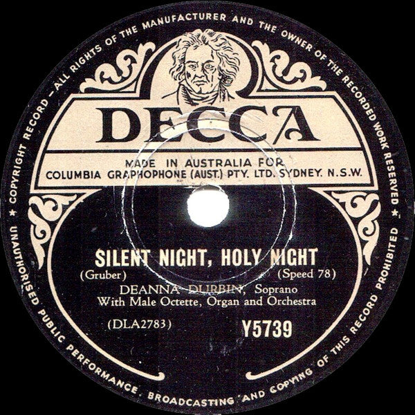 Deanna Durbin With Charles Previn And His Orchestra : Adeste Fideles (O Come, All Ye Faithful) / Silent Night, Holy Night  (Shellac, 10", RP)