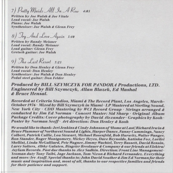 Eagles : Hotel California (CD, Album, Club, RE, RP)