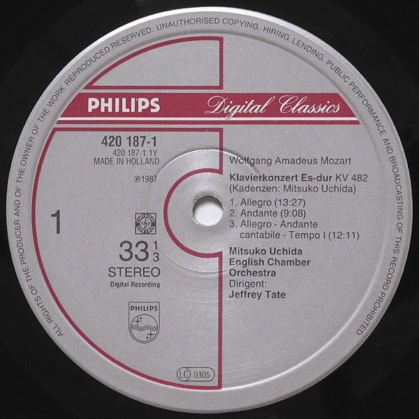 Mozart*, Mitsuko Uchida, English Chamber Orchestra, Jeffrey Tate : Piano Concertos No.22 KV482 ∙ No.23 KV488 (LP, Album)