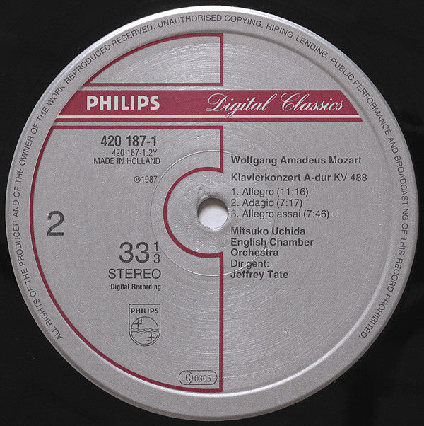 Mozart*, Mitsuko Uchida, English Chamber Orchestra, Jeffrey Tate : Piano Concertos No.22 KV482 ∙ No.23 KV488 (LP, Album)