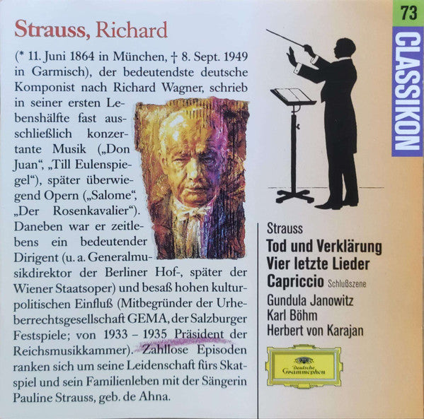 Gundula Janowitz, Karl Böhm, Herbert von Karajan : Tod und Verklärung / Vier letzte Lieder / Capriccio (CD, Comp, RM)