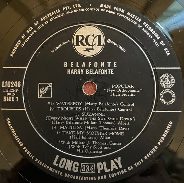 Harry Belafonte : Belafonte (LP, Album, Mono, RE)
