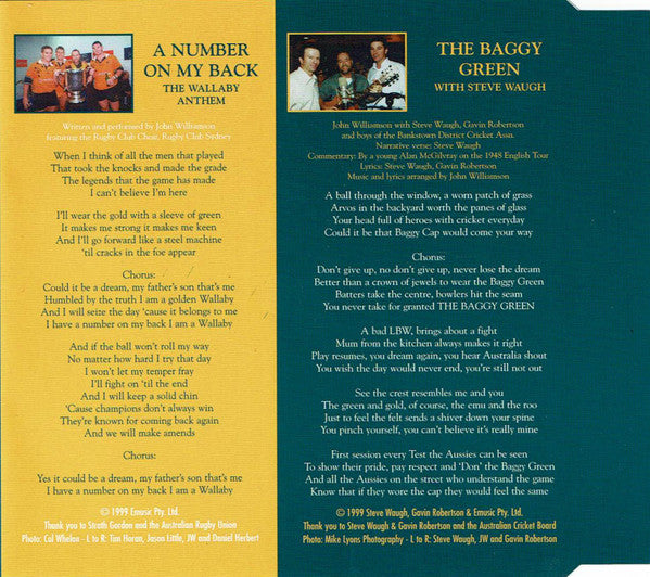 John Williamson : A Number On My Back / The Baggy Green (CD, Single)