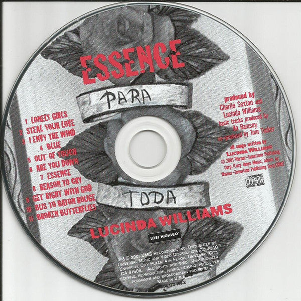 Lucinda Williams : Essence (CD, Album, RP, Dig)