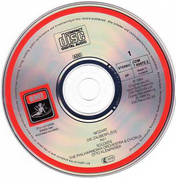 Mozart* - Janowitz* ‧ Gedda* ‧ Popp* ‧ Berry* ‧ Frick* ‧ Philharmonia Orchestra And Chorus*, Otto Klemperer : Die Zauberflöte  (2xCD, RE, RM)