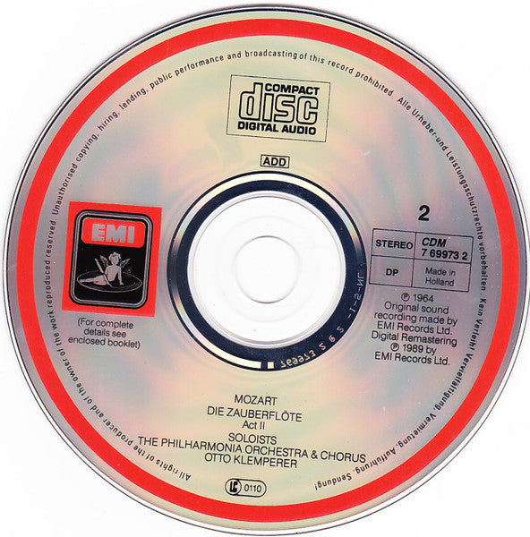 Mozart* - Janowitz* ‧ Gedda* ‧ Popp* ‧ Berry* ‧ Frick* ‧ Philharmonia Orchestra And Chorus*, Otto Klemperer : Die Zauberflöte  (2xCD, RE, RM)