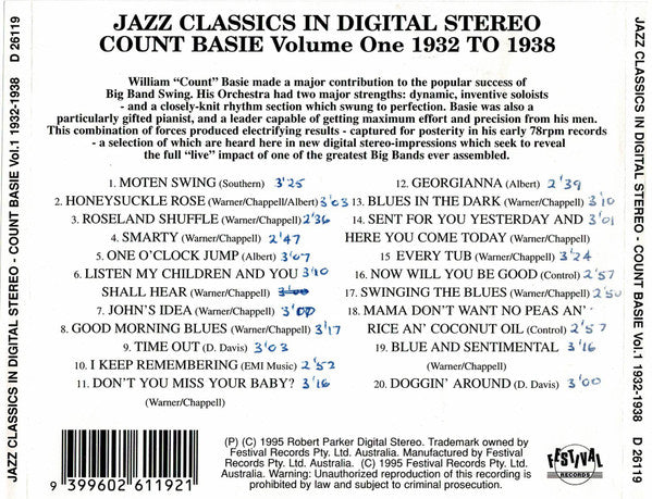Count Basie : Volume One 1932 To 1938 (CD, Comp, RM)
