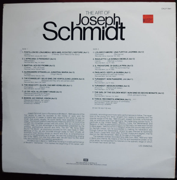 Joseph Schmidt : The Art Of Joseph Schmidt (LP, Comp)