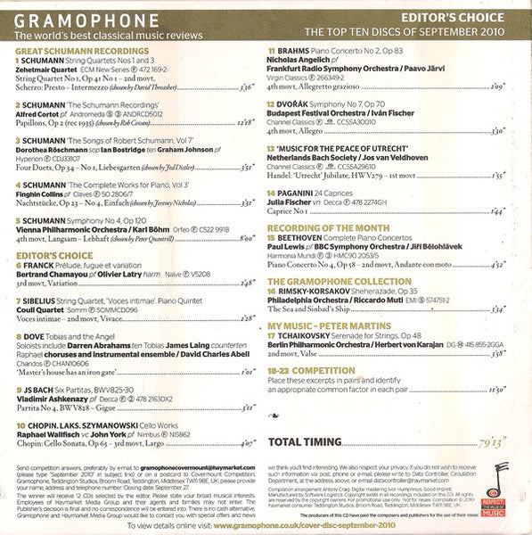 Various : Great Schumann Recordings (CD, Comp, Car)