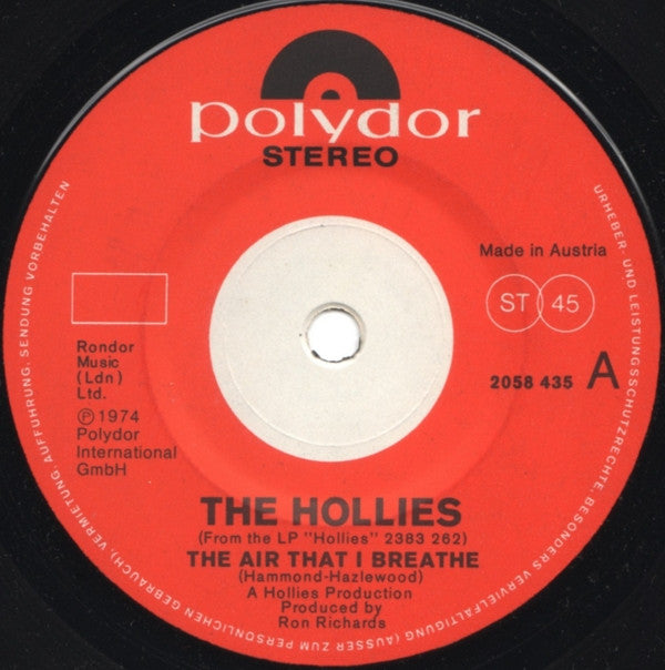 The Hollies : The Air That I Breathe (7", Sol)