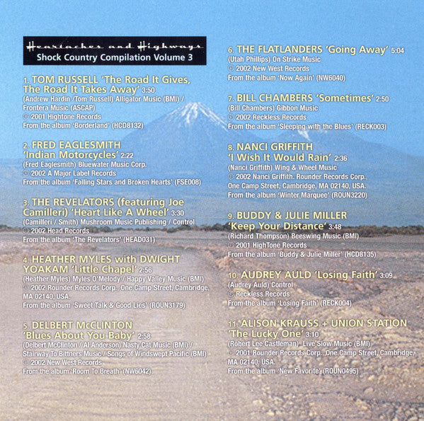 Various : Heartaches And Highways - Shock Country Compilation Volume 3 (CD, Comp, Smplr)