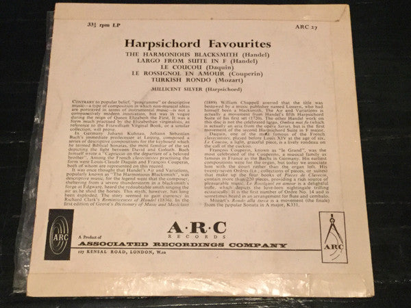 Handel*, Daquin*, Couperin*, Mozart*, Millicent Silver : Harpsichord Favourites (7")