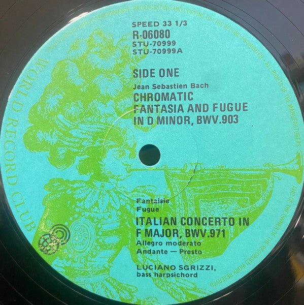 Johann Sebastian Bach / Luciano Sgrizzi : Chromatic Fantasy & Fugue / Italian Concerto / Partita (LP, Album, Club)