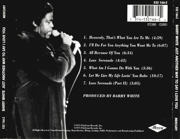 Barry White : Just Another Way To Say I Love You (CD, Album, RE, RM, RP)