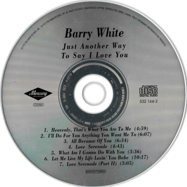 Barry White : Just Another Way To Say I Love You (CD, Album, RE, RM, RP)