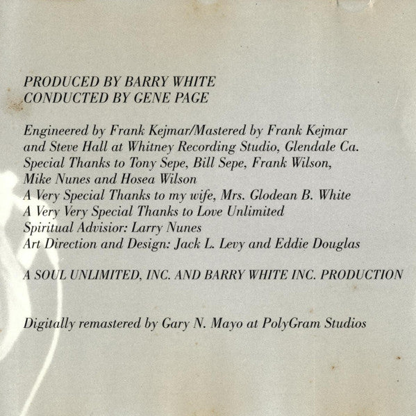Barry White : Just Another Way To Say I Love You (CD, Album, RE, RM, RP)