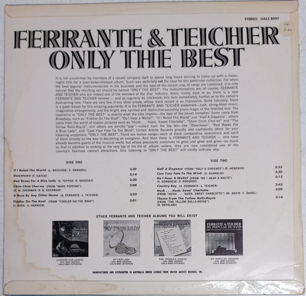 Ferrante & Teicher : Only The Best (LP, Album, Fli)