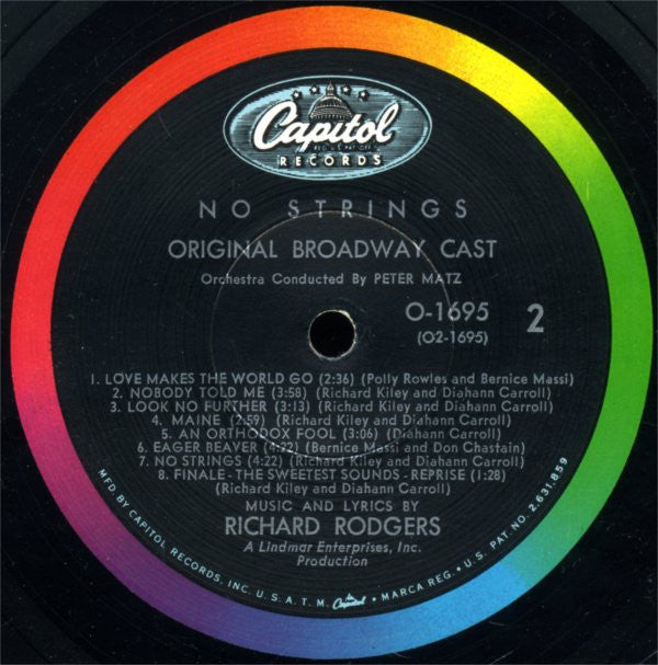 Various : No Strings - Original Broadway Cast (LP, Album, Mono)
