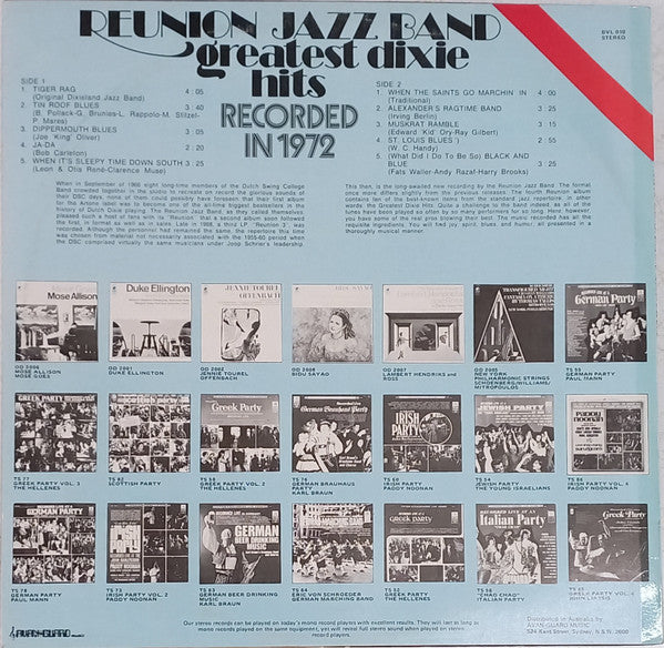 The Reunion Jazz Band : Greatest Dixie Hits (LP, Album)