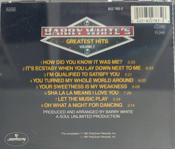 Barry White : Barry White's Greatest Hits Volume 2 (CD, Comp, Uni)