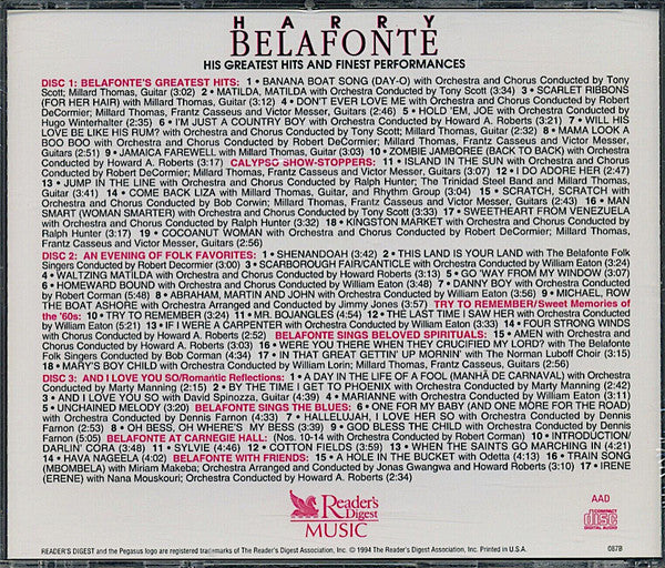 Harry Belafonte : His Greatest Hits And Finest Performances (3xCD, Comp)