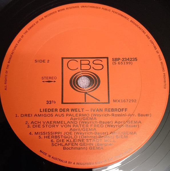 Ivan Rebroff : Lieder Der Welt (LP, Album)